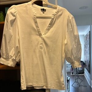 Express White Women's Top with Puff Sleeves